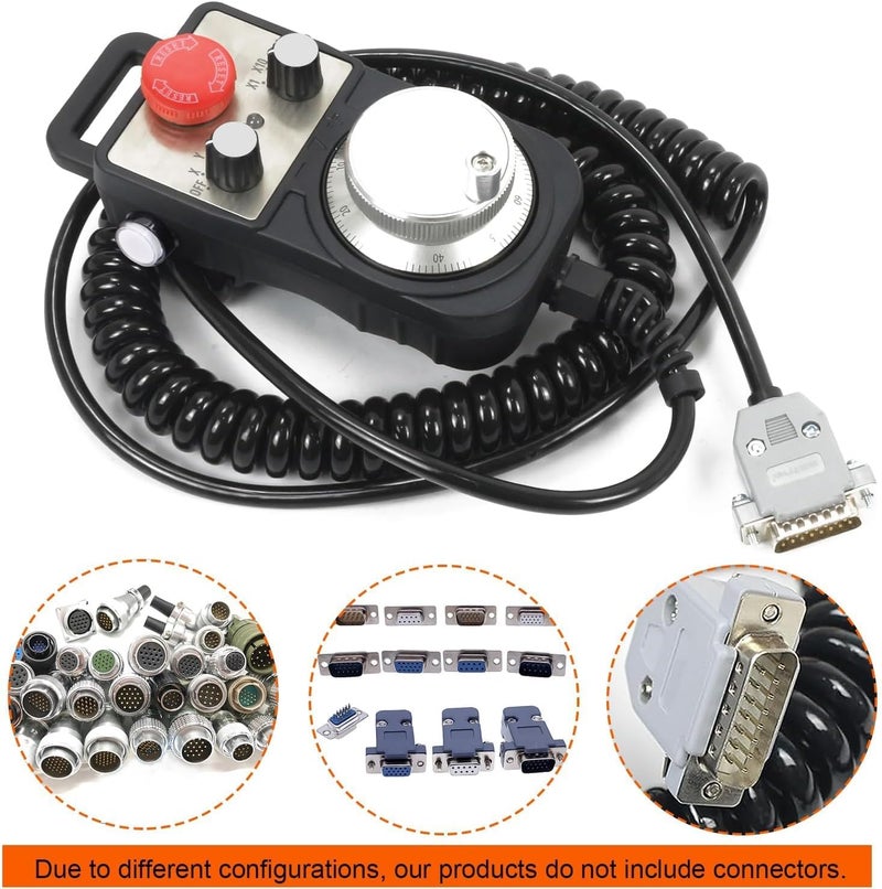 Drphiru MGP Pendant CNC Controller, CNC Electronic Handwheel Manual Pulse Generator with Emergency Stop, 100PPR Universal 4-Axis Controller for CNC Handwheel Encoders/Router/Lathe/Milling/Engraving Machine - Image 4
